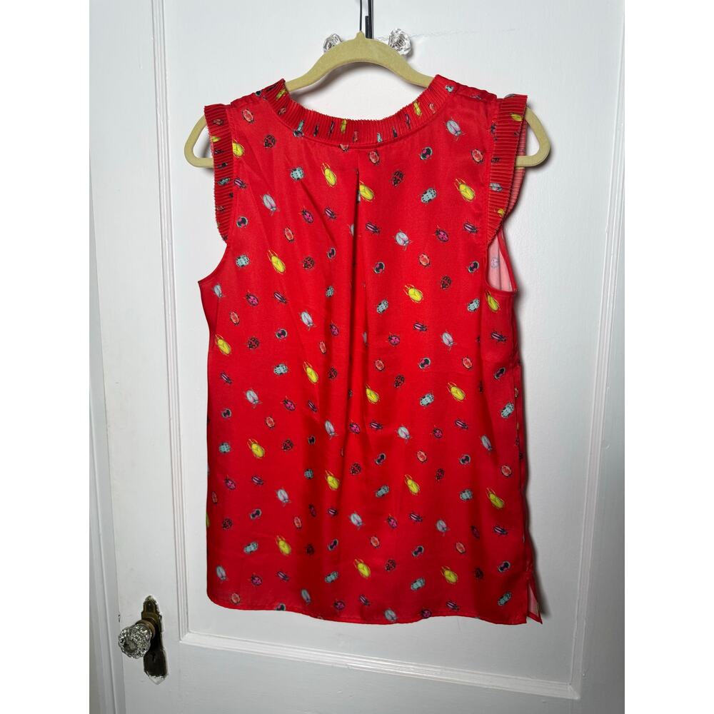 Talbots Red Ruffle Ladybug Bug Sleeveless Tank Top Blouse Women's Medium NWOT - Picture 7 of 8